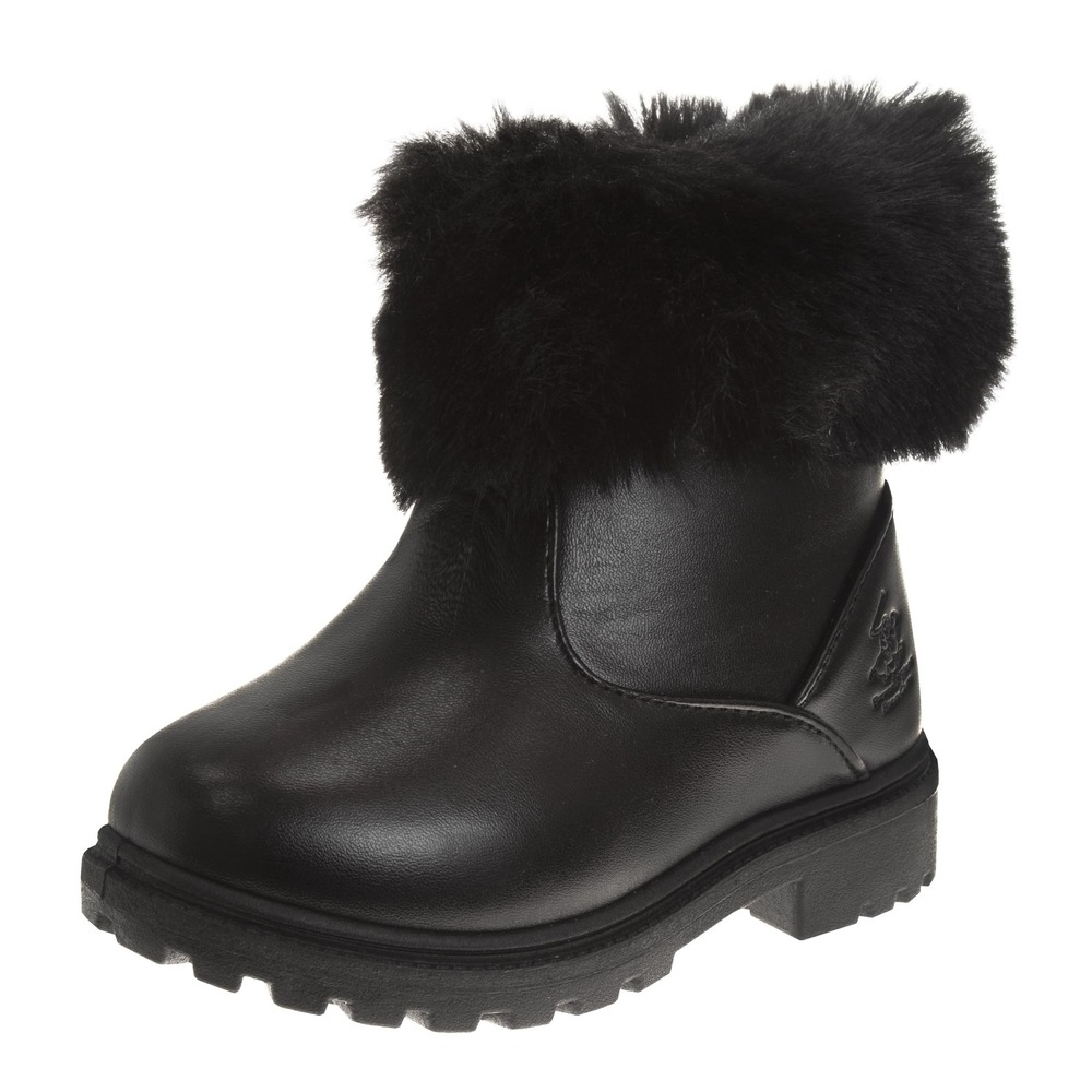 Beverly Hills Girls Faux Pull-on Winter Boots Fashion (Toddler), Fur Black, 8